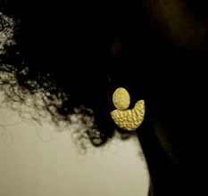 Hammered half moon Stud Earring, Brass 22k gold plated earring, Wholesale jewelry